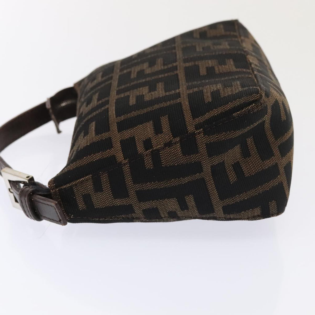 FENDI Zucca Canvas Hand Bag Brown Black Silver92329