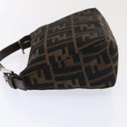 FENDI Zucca Canvas Hand Bag Brown Black Silver92329