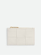 Bottega Veneta Zipper Leather Card Wallet White
