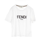 FENDI T-shirt Logo embroidery Cotton White