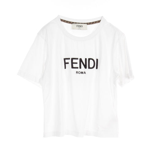 FENDI T-shirt Logo embroidery Cotton White