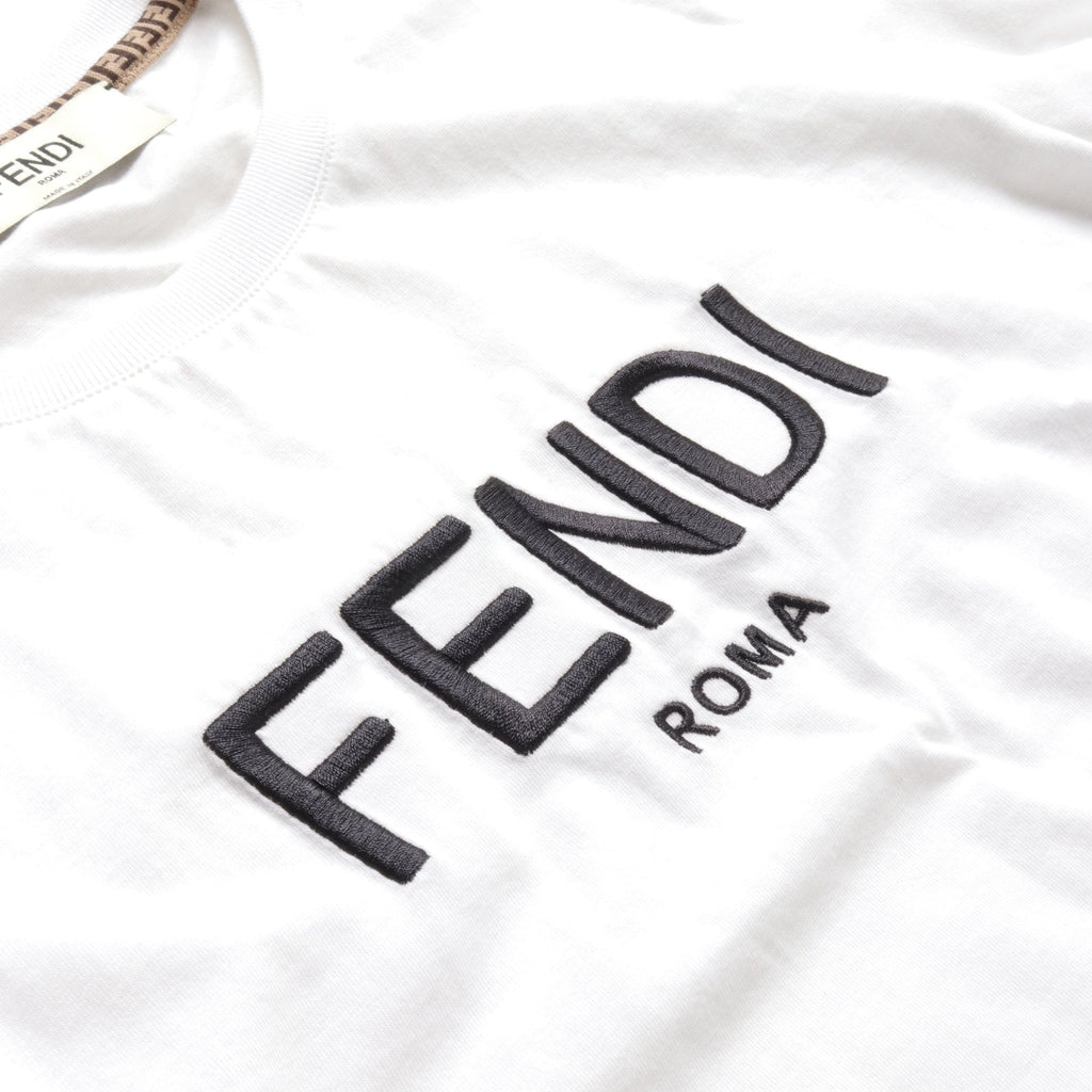 FENDI T-shirt Logo embroidery Cotton White