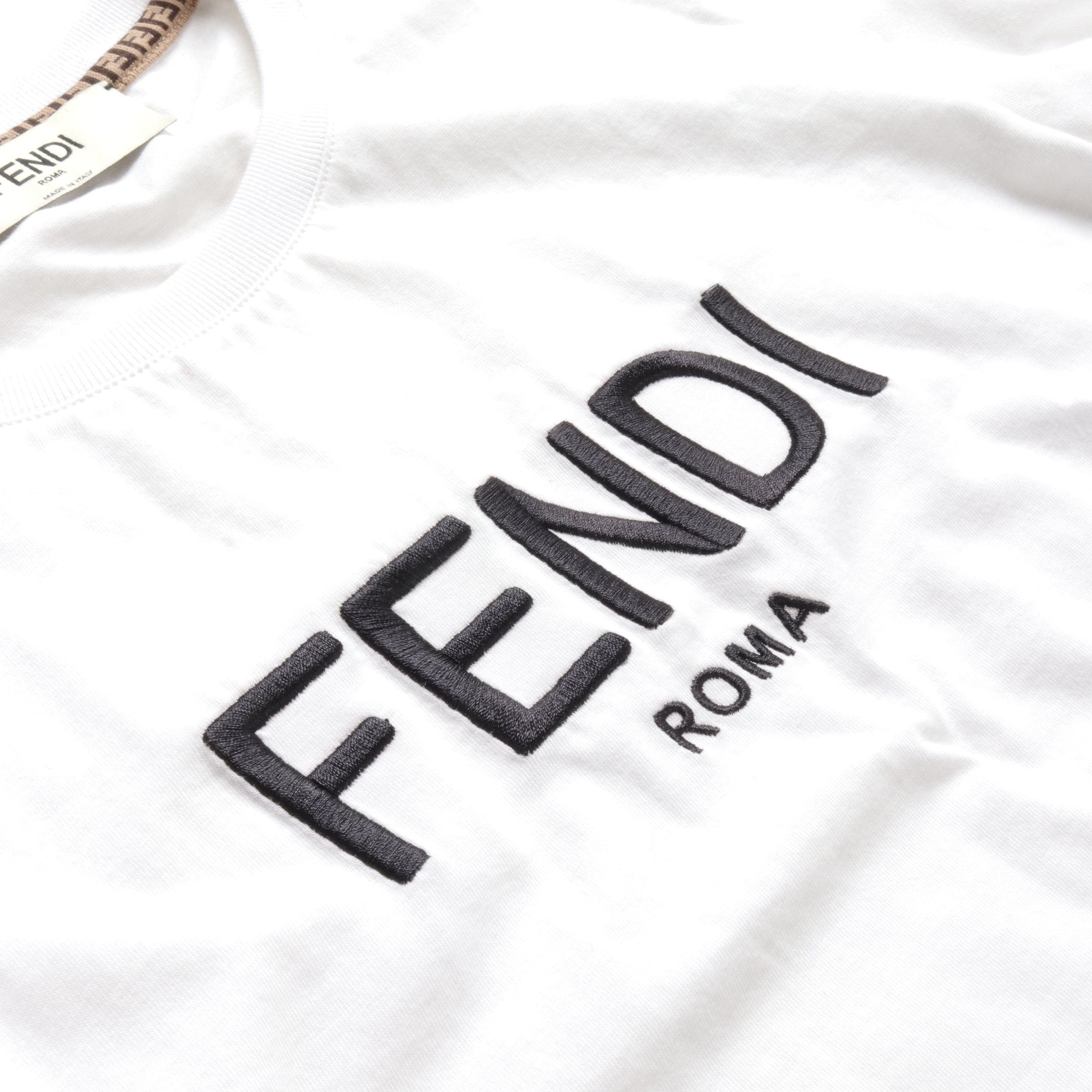 FENDI T-shirt Logo embroidery Cotton White
