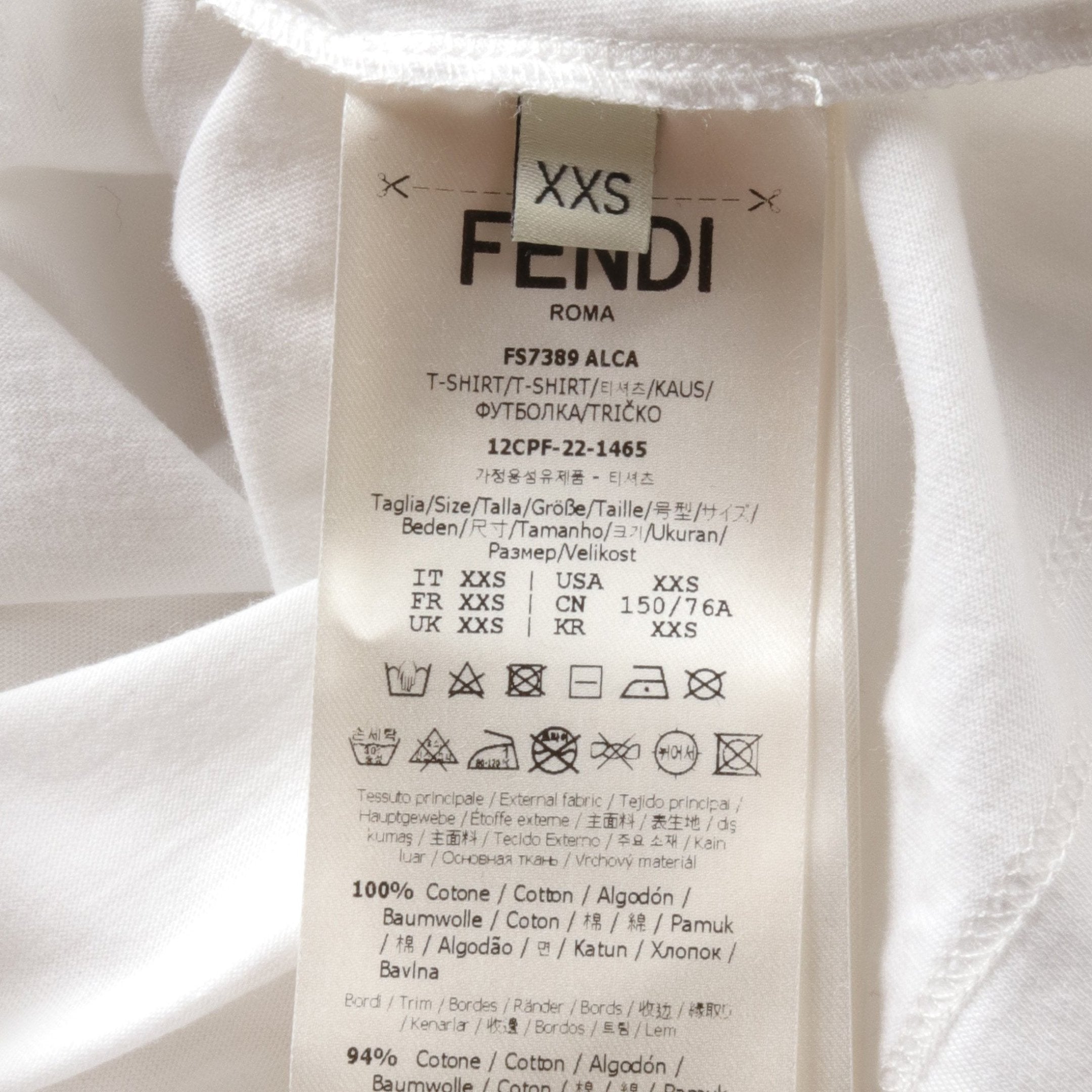 FENDI T-shirt Logo embroidery Cotton White