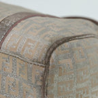 FENDI Zucchino Canvas Hand Bag Silver Beige Gold92437