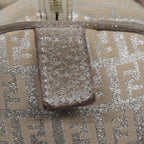 FENDI Zucchino Canvas Hand Bag Silver Beige Gold92437
