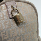FENDI Zucchino Canvas Hand Bag Silver Beige Gold92437
