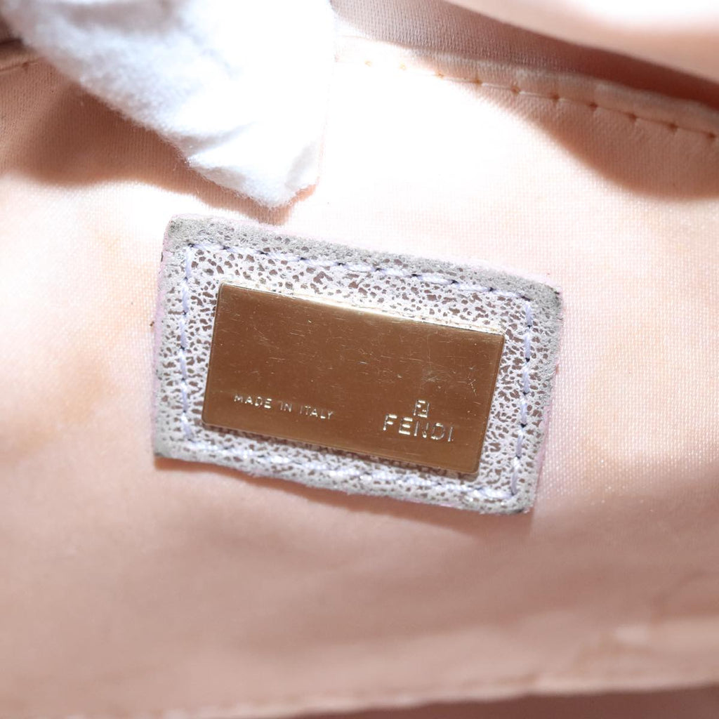 FENDI Zucchino Canvas Hand Bag Silver Beige Gold92437