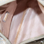 FENDI Zucchino Canvas Hand Bag Silver Beige Gold92437