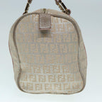 FENDI Zucchino Canvas Hand Bag Silver Beige Gold92437