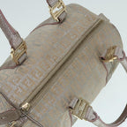 FENDI Zucchino Canvas Hand Bag Silver Beige Gold92437