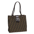 FENDI Zucca Canvas Mamma Tote Bag Brown Black Silver92515