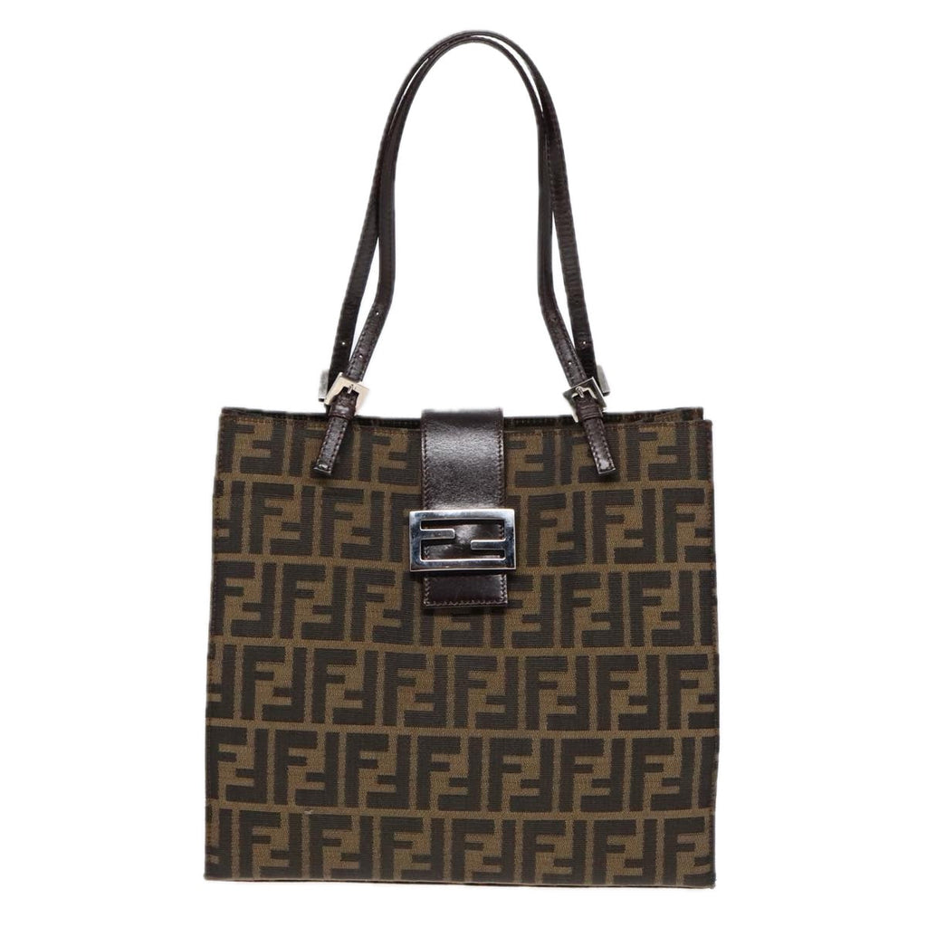 FENDI Zucca Canvas Mamma Tote Bag Brown Black Silver92515