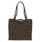 FENDI Zucca Canvas Mamma Tote Bag Brown Black Silver92515