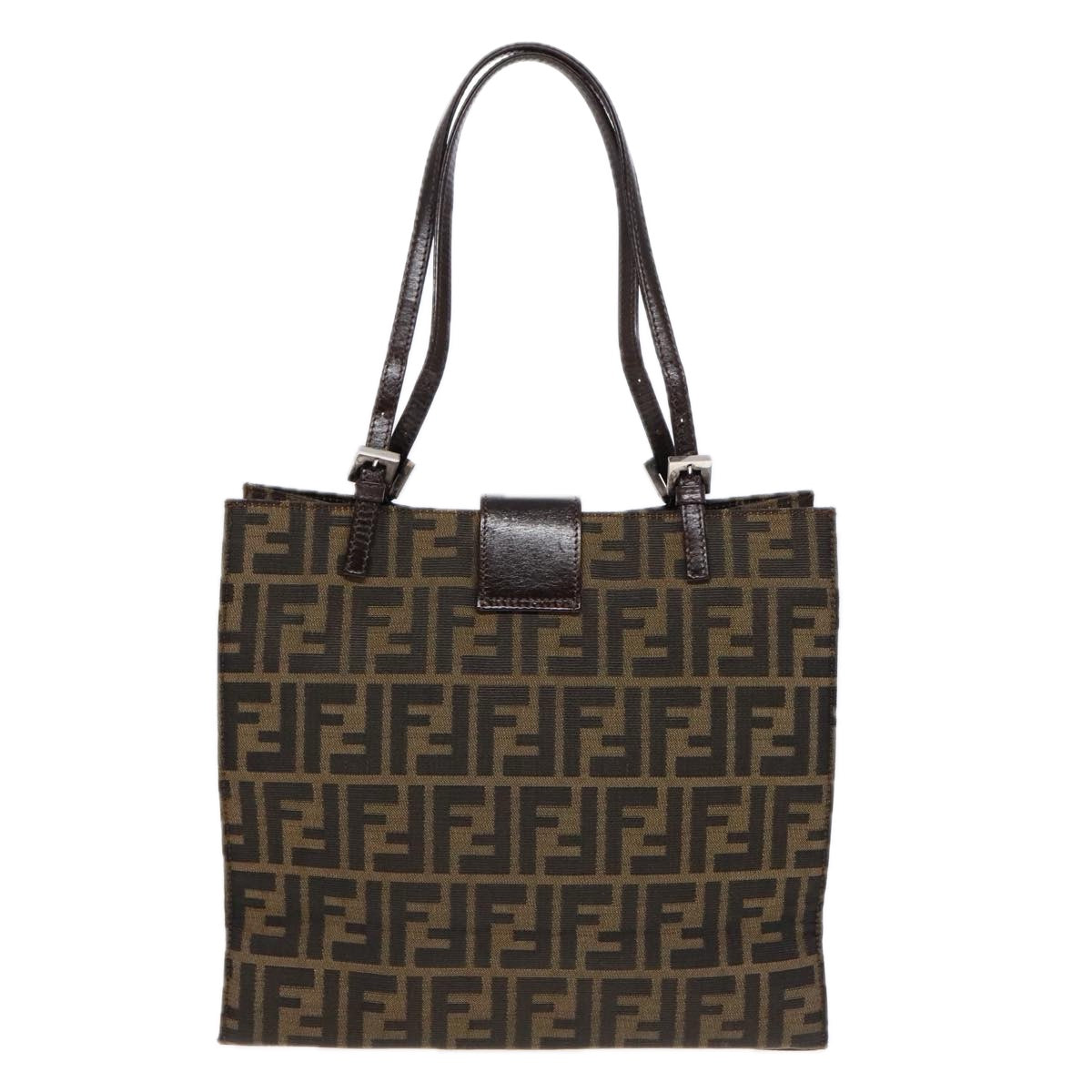 FENDI Zucca Canvas Mamma Tote Bag Brown Black Silver92515