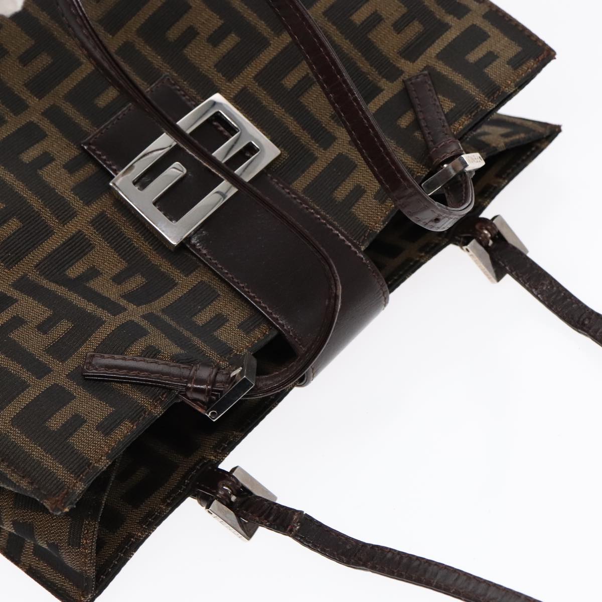 FENDI Zucca Canvas Mamma Tote Bag Brown Black Silver92515