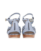 Chloe Peep Toe Platform Wedge Sandals in Light Blue Leather