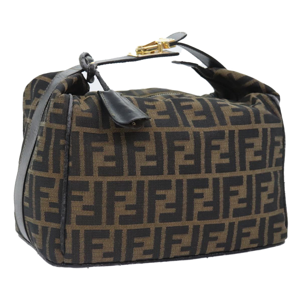 FENDI Zucca Canvas Vanity Pouch Brown Black gold92526