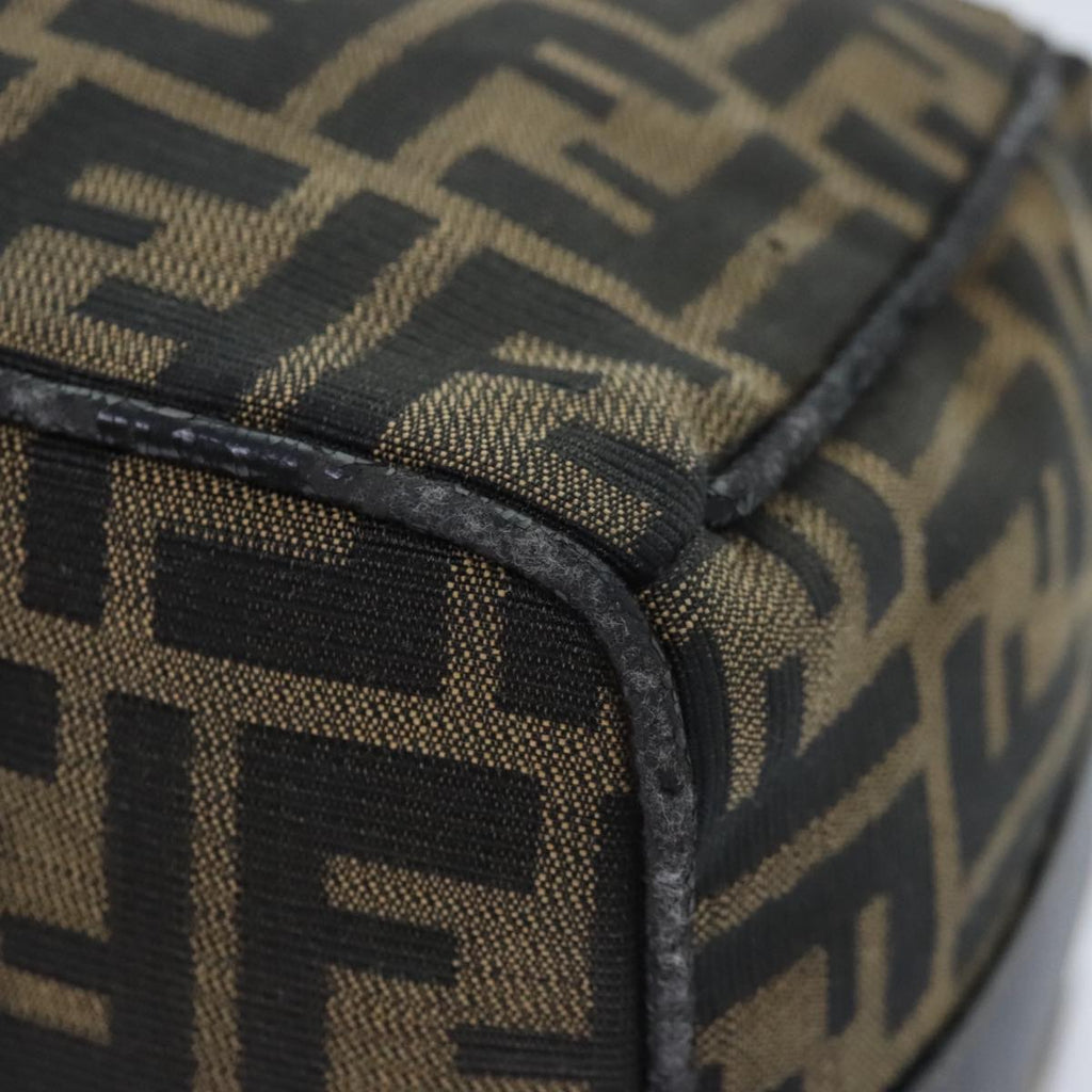 FENDI Zucca Canvas Vanity Pouch Brown Black gold92526