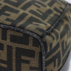 FENDI Zucca Canvas Vanity Pouch Brown Black gold92526