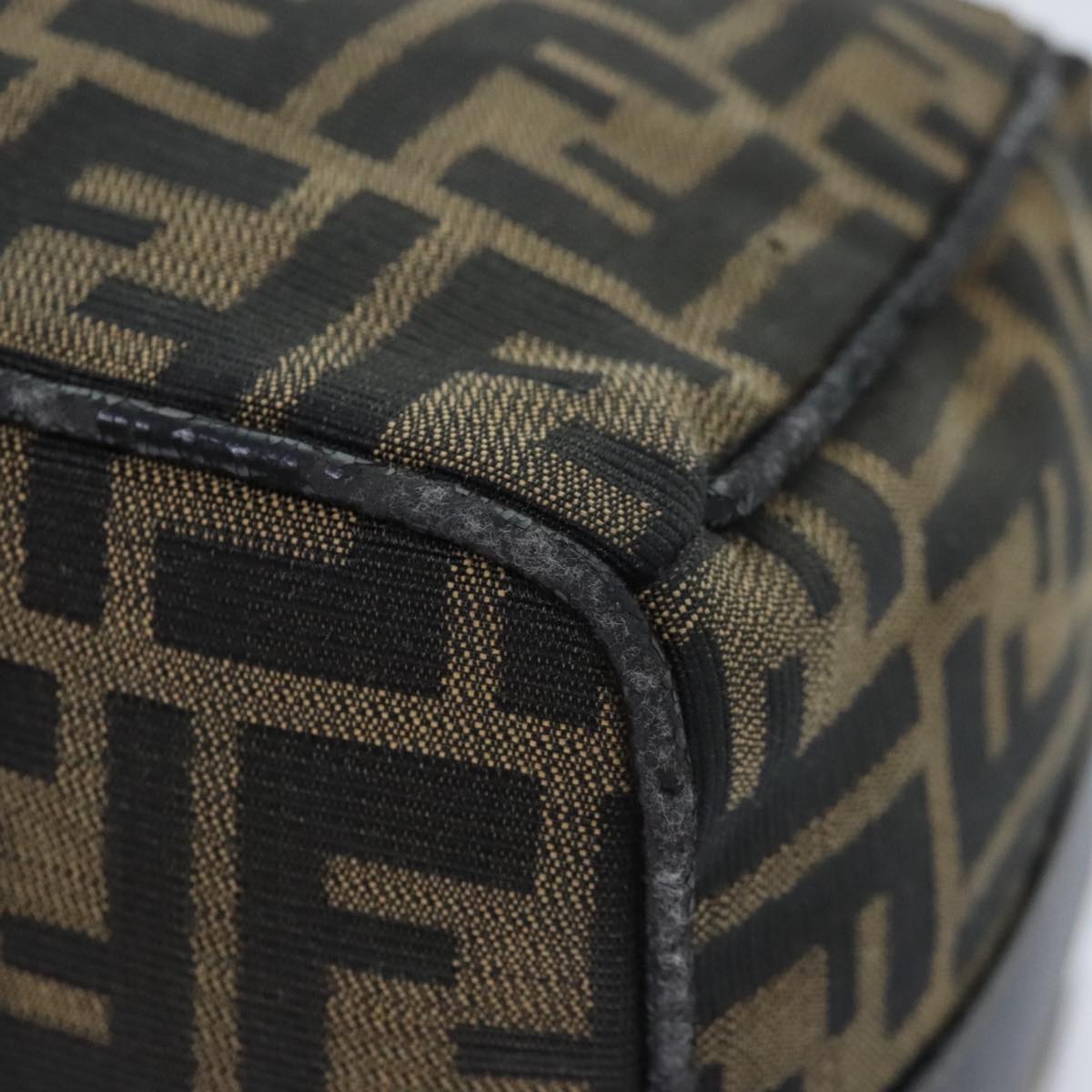 FENDI Zucca Canvas Vanity Pouch Brown Black gold92526