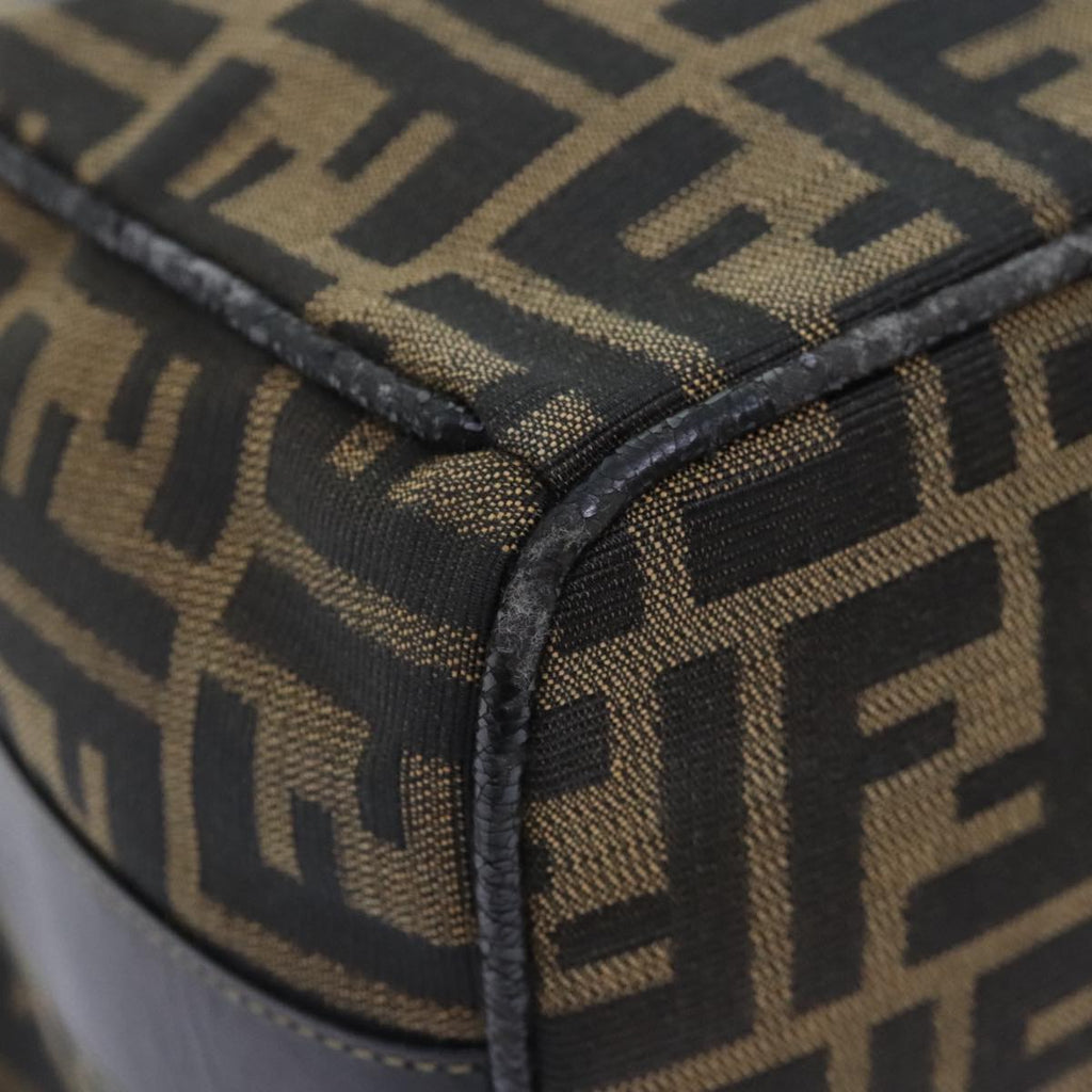 FENDI Zucca Canvas Vanity Pouch Brown Black gold92526