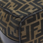 FENDI Zucca Canvas Vanity Pouch Brown Black gold92526