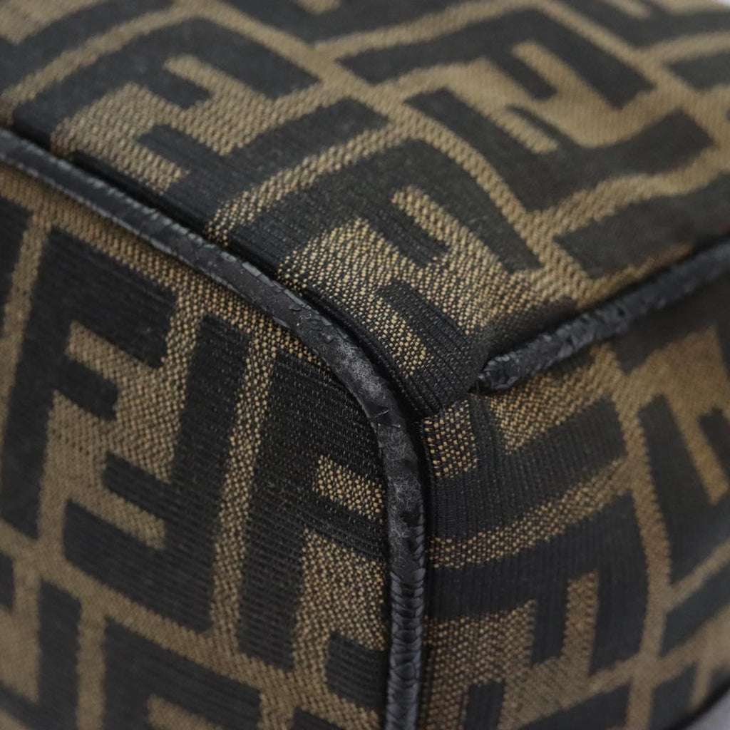 FENDI Zucca Canvas Vanity Pouch Brown Black gold92526