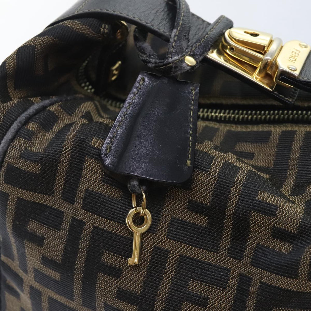FENDI Zucca Canvas Vanity Pouch Brown Black gold92526