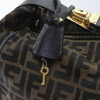 FENDI Zucca Canvas Vanity Pouch Brown Black gold92526