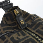 FENDI Zucca Canvas Vanity Pouch Brown Black gold92526