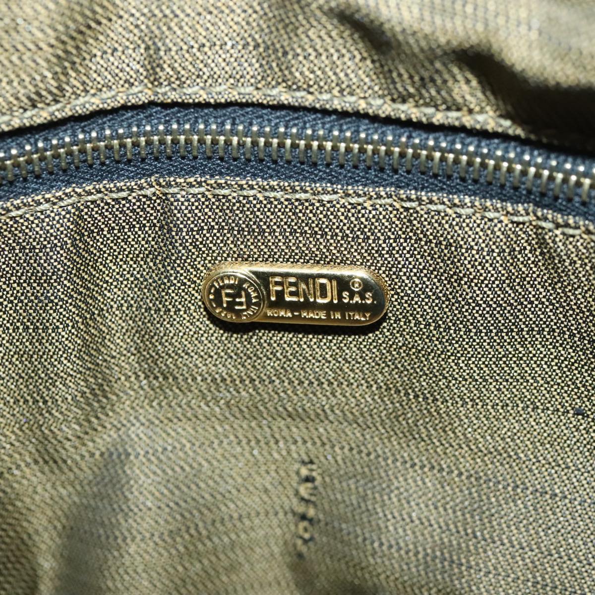 FENDI Zucca Canvas Vanity Pouch Brown Black gold92526