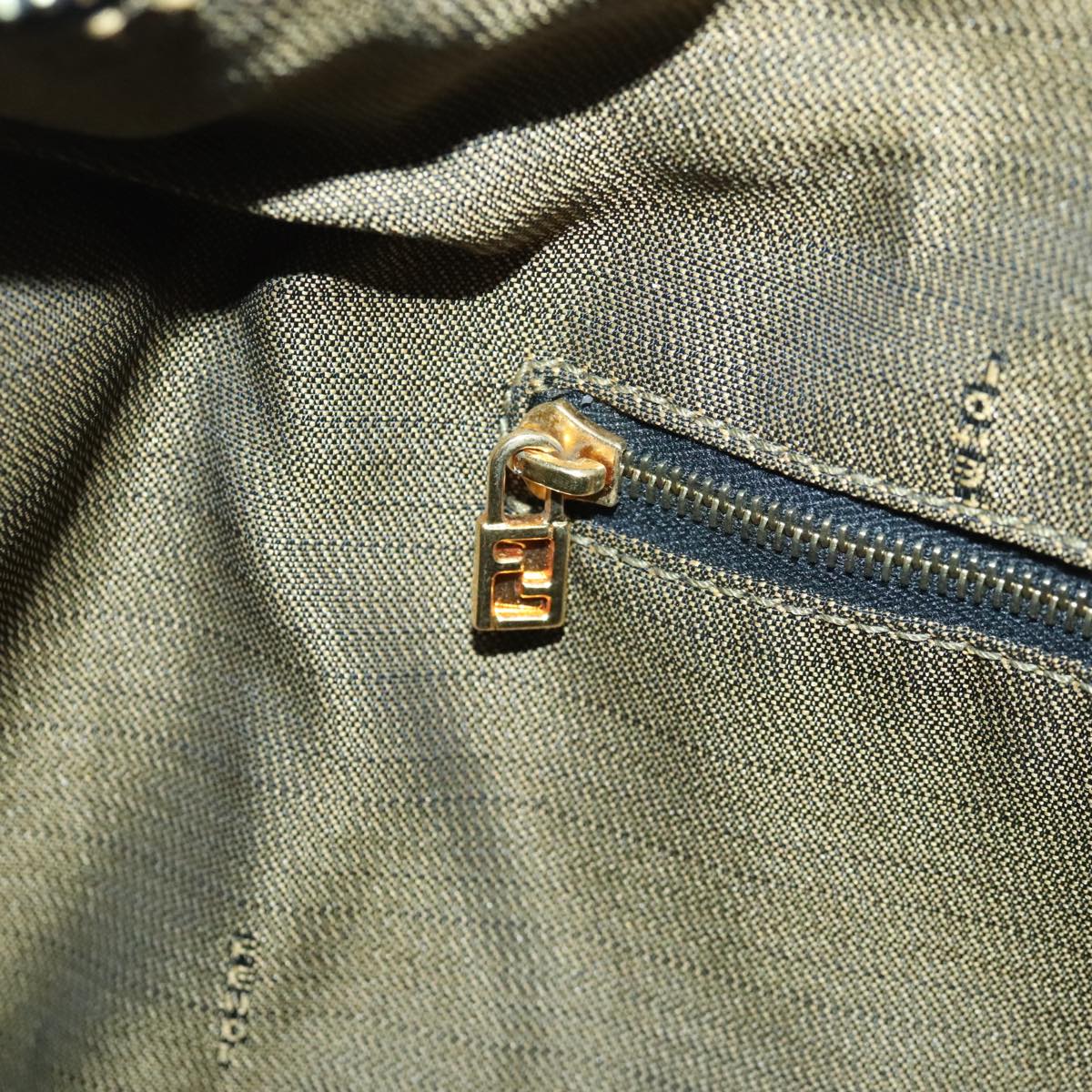 FENDI Zucca Canvas Vanity Pouch Brown Black gold92526