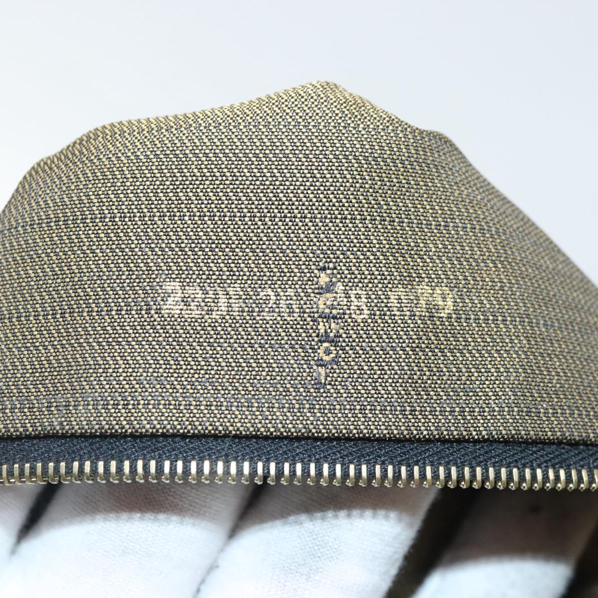 FENDI Zucca Canvas Vanity Pouch Brown Black gold92526