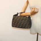 FENDI Zucca Canvas Vanity Pouch Brown Black gold92526
