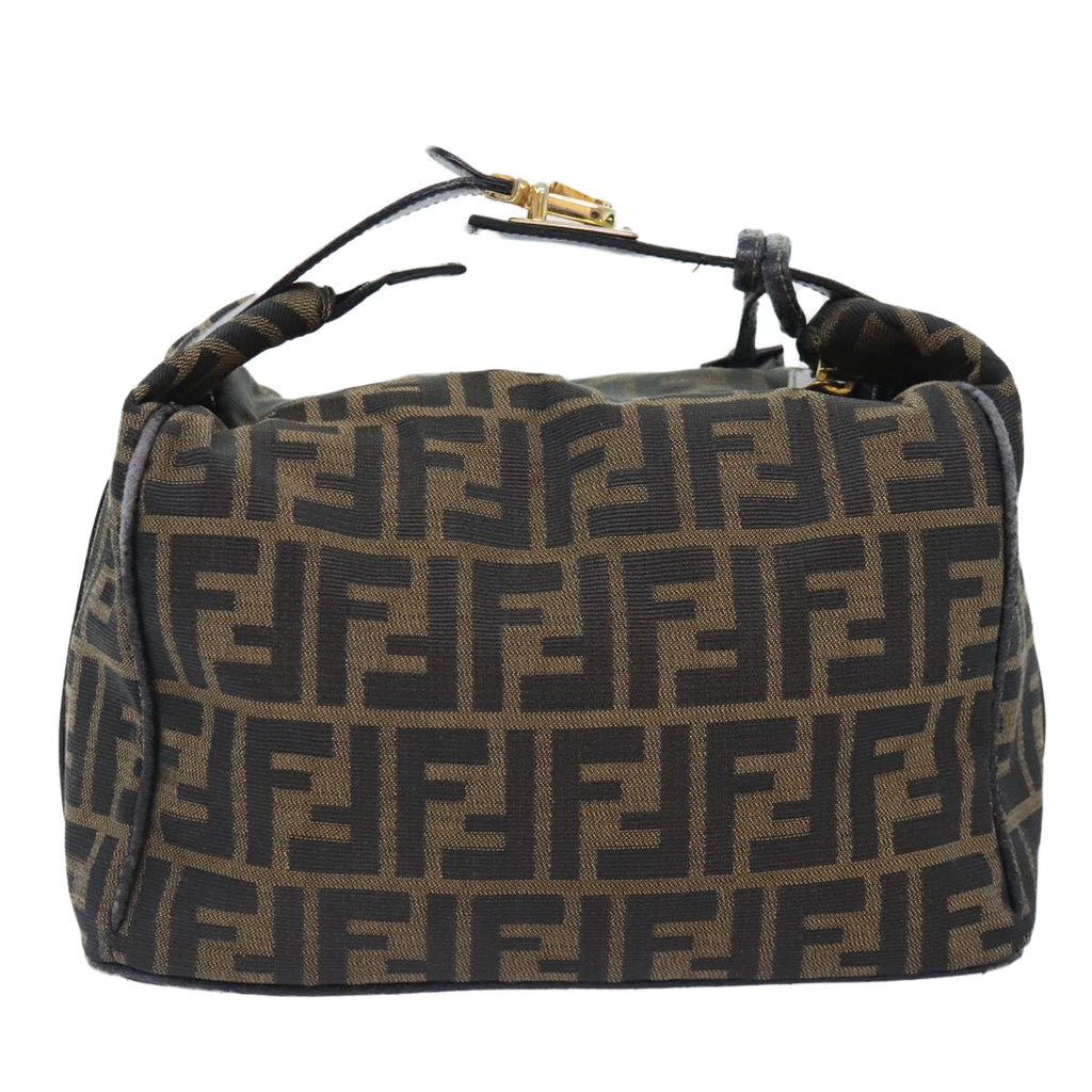 FENDI Zucca Canvas Vanity Pouch Brown Black gold92526