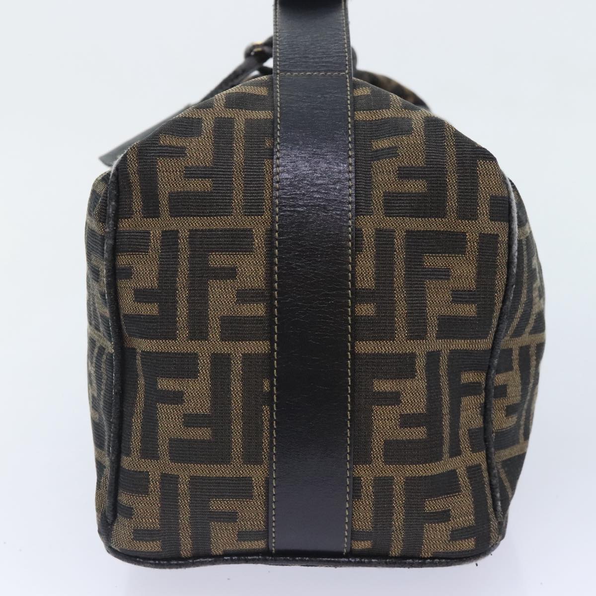 FENDI Zucca Canvas Vanity Pouch Brown Black gold92526
