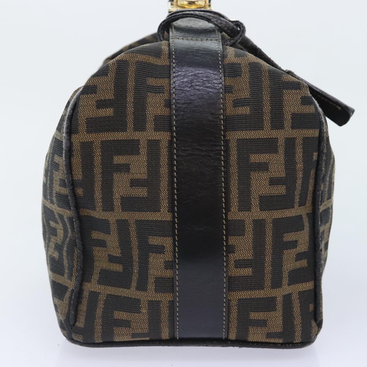 FENDI Zucca Canvas Vanity Pouch Brown Black gold92526