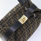 FENDI Zucca Canvas Vanity Pouch Brown Black gold92526