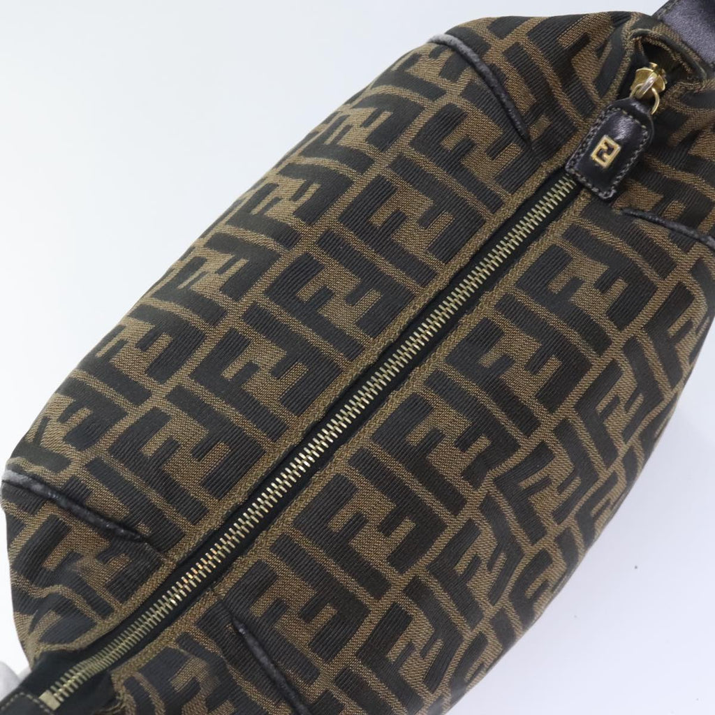 FENDI Zucca Canvas Vanity Pouch Brown Black gold92526