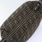 FENDI Zucca Canvas Vanity Pouch Brown Black gold92526