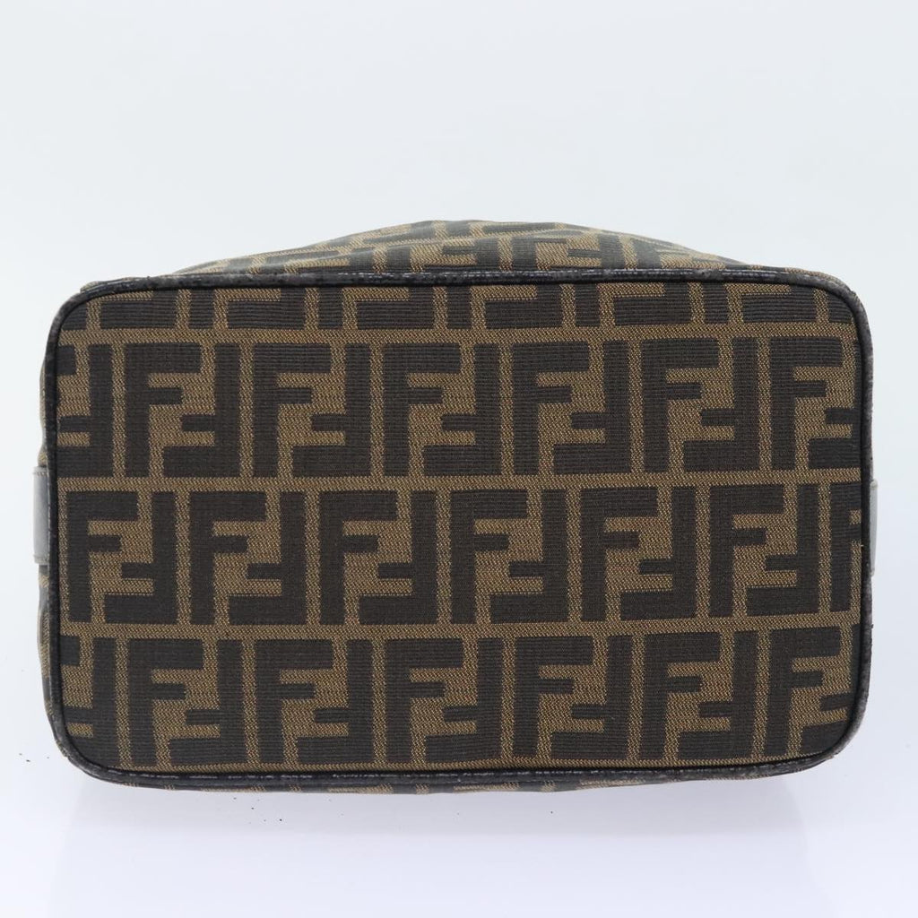 FENDI Zucca Canvas Vanity Pouch Brown Black gold92526