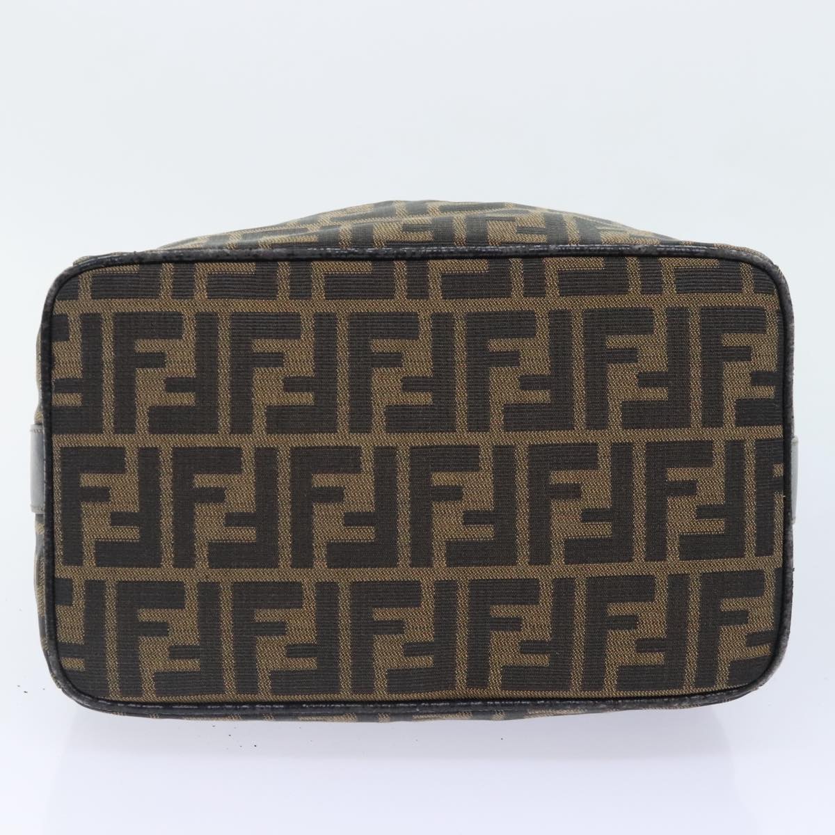 FENDI Zucca Canvas Vanity Pouch Brown Black gold92526