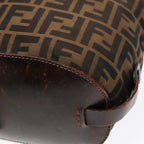 FENDI Zucca Canvas Hand Bag Brown Black Silver92553