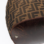 FENDI Zucca Canvas Hand Bag Brown Black Silver92553