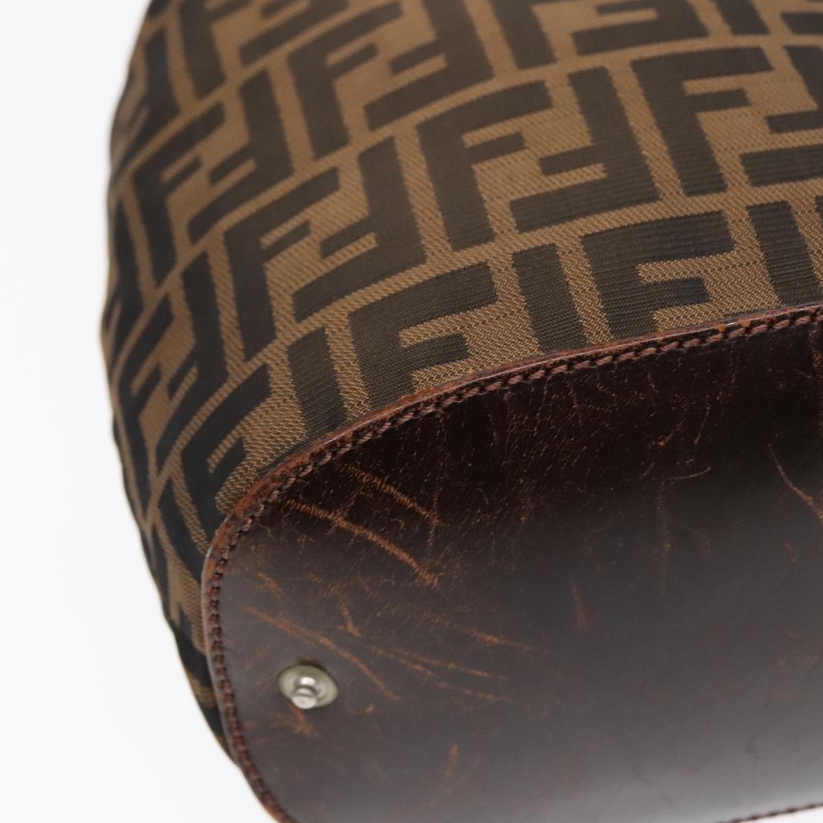 FENDI Zucca Canvas Hand Bag Brown Black Silver92553