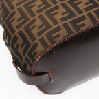 FENDI Zucca Canvas Hand Bag Brown Black Silver92553