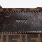 FENDI Zucca Canvas Hand Bag Brown Black Silver92553