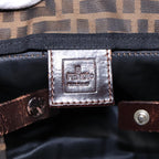 FENDI Zucca Canvas Hand Bag Brown Black Silver92553