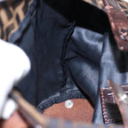 FENDI Zucca Canvas Hand Bag Brown Black Silver92553